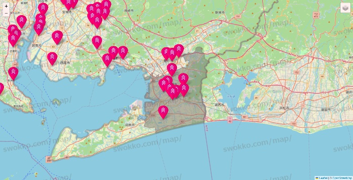 愛知県のダイソー（DASIO）の店舗地図