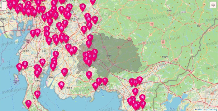 愛知県のダイソー（DASIO）の店舗地図