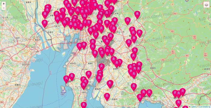 愛知県のダイソー（DASIO）の店舗地図