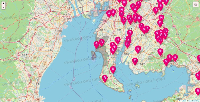 愛知県のダイソー（DASIO）の店舗地図