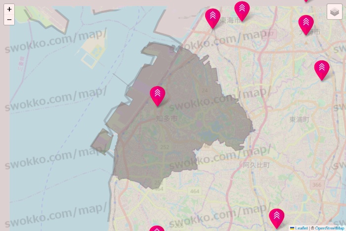 愛知県のダイソー（DASIO）の店舗地図