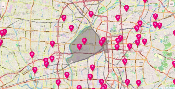 愛知県のダイソー（DASIO）の店舗地図