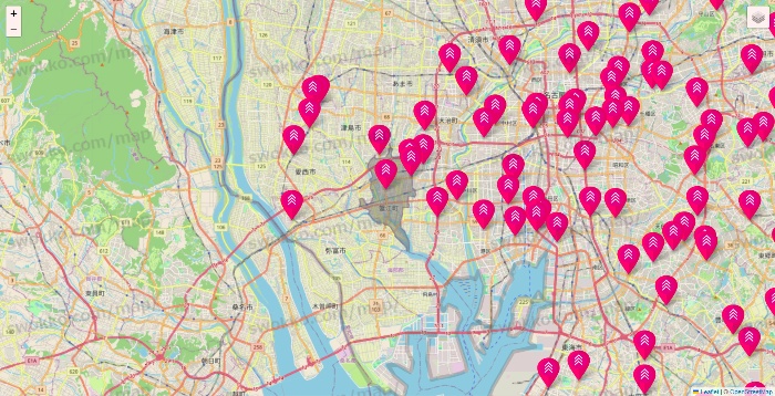 愛知県のダイソー（DASIO）の店舗地図