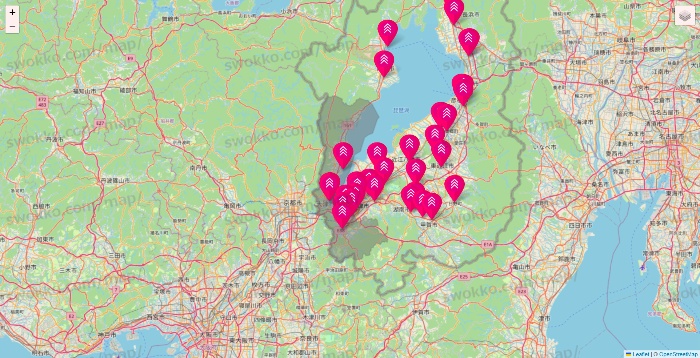 滋賀県のダイソー（DASIO）の店舗地図