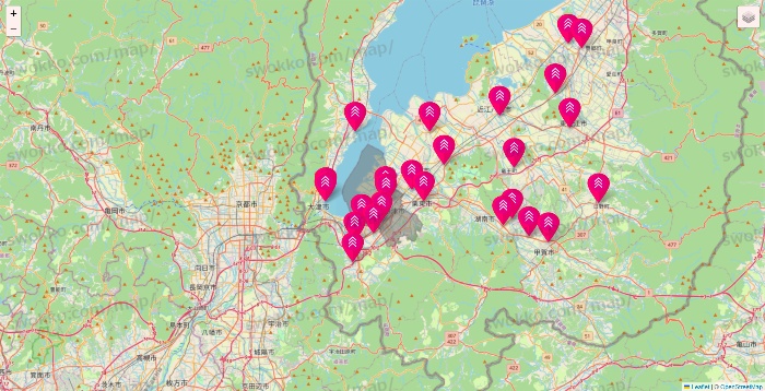 滋賀県のダイソー（DASIO）の店舗地図