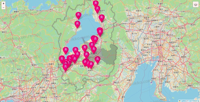 滋賀県のダイソー（DASIO）の店舗地図