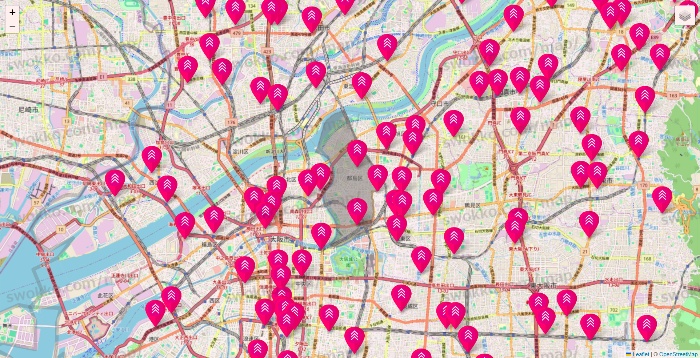 大阪府のダイソー（DASIO）の店舗地図