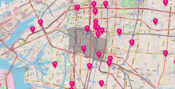 大阪府のダイソー（DASIO）の店舗地図