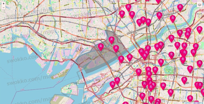 大阪府のダイソー（DASIO）の店舗地図