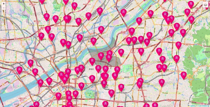 大阪府のダイソー（DASIO）の店舗地図