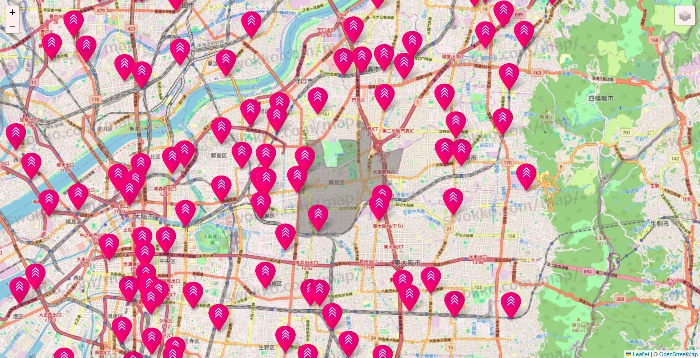 大阪府のダイソー（DASIO）の店舗地図