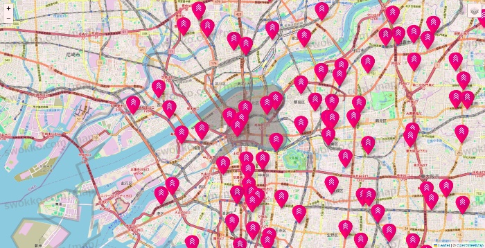 大阪府のダイソー（DASIO）の店舗地図