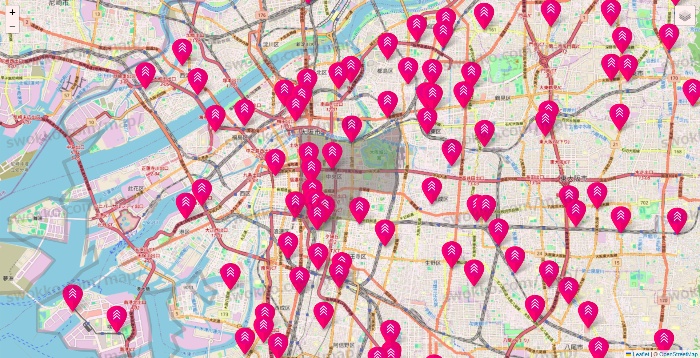 大阪府のダイソー（DASIO）の店舗地図