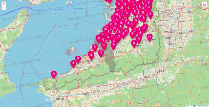 大阪府のダイソー（DASIO）の店舗地図