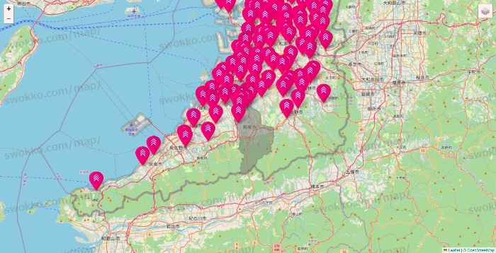 大阪府のダイソー（DASIO）の店舗地図