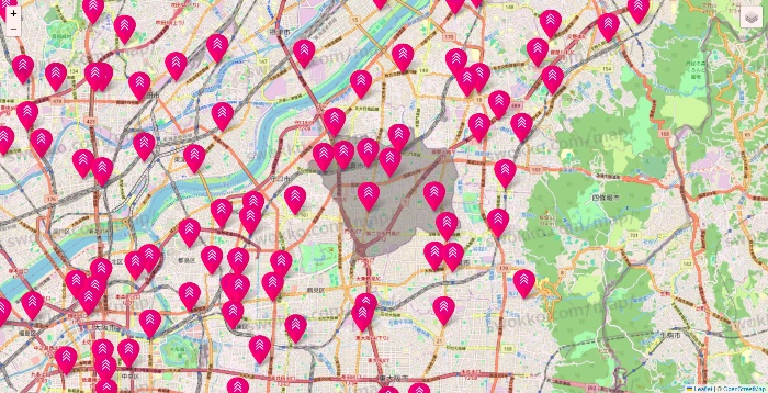 大阪府のダイソー（DASIO）の店舗地図