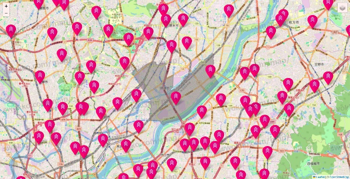 大阪府のダイソー（DASIO）の店舗地図