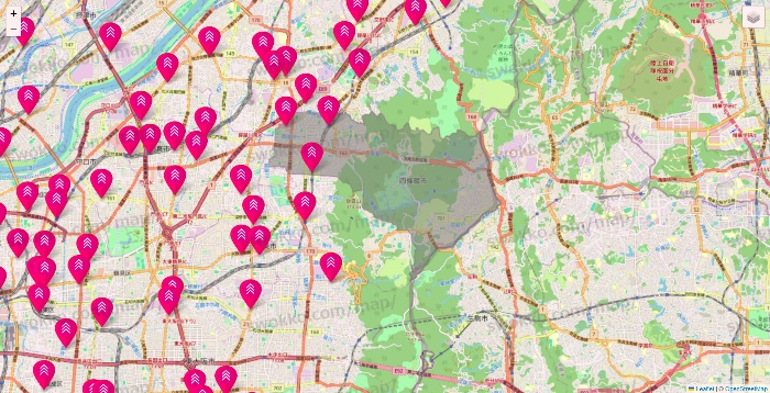 大阪府のダイソー（DASIO）の店舗地図