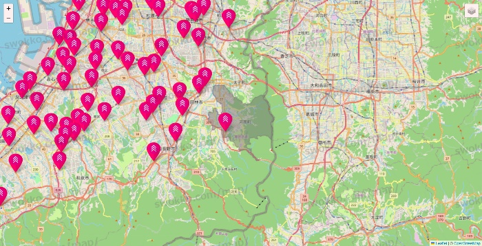 大阪府のダイソー（DASIO）の店舗地図