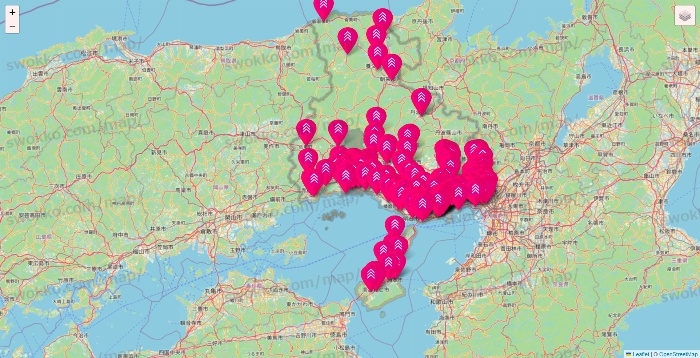 兵庫県のダイソー（DASIO）の店舗地図