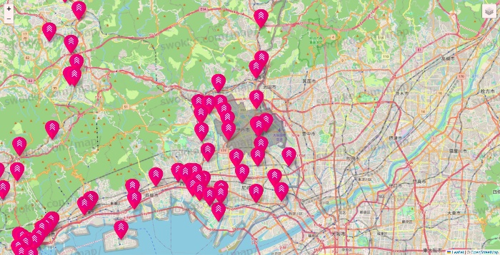 兵庫県のダイソー（DASIO）の店舗地図