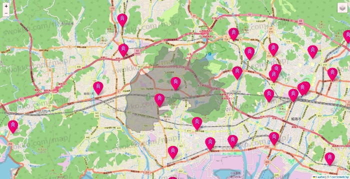 兵庫県のダイソー（DASIO）の店舗地図