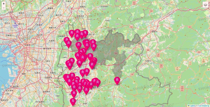 奈良県のダイソー（DASIO）の店舗地図