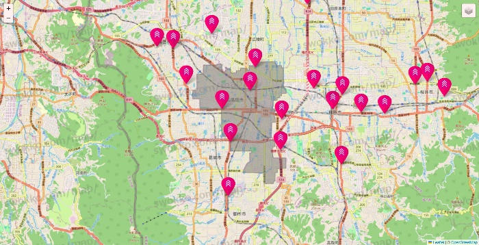 奈良県のダイソー（DASIO）の店舗地図