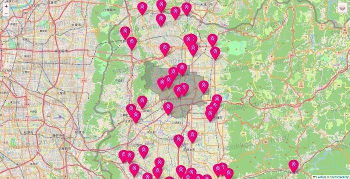 奈良県のダイソー（DASIO）の店舗地図