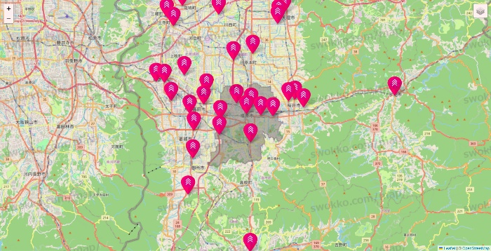 奈良県のダイソー（DASIO）の店舗地図