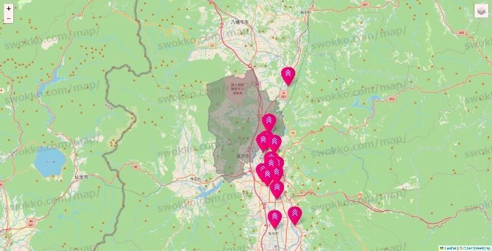 岩手県のダイソー（DASIO）の店舗地図