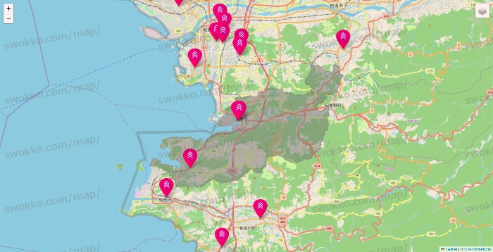 和歌山県のダイソー（DASIO）の店舗地図