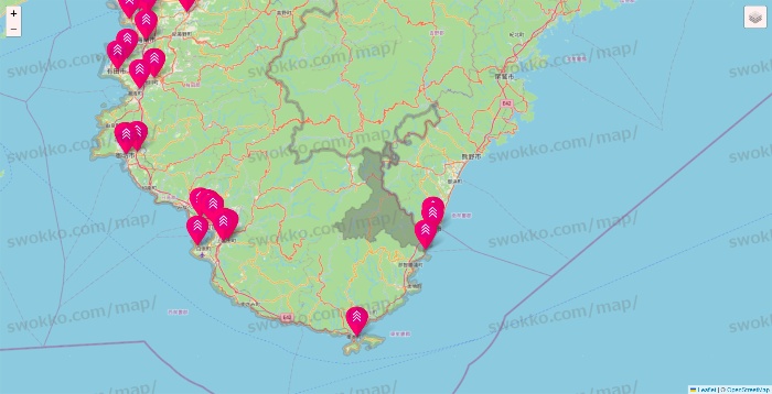 和歌山県のダイソー（DASIO）の店舗地図