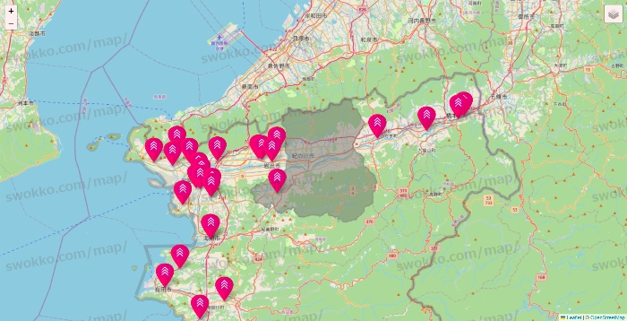 和歌山県のダイソー（DASIO）の店舗地図