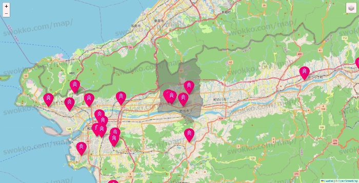 和歌山県のダイソー（DASIO）の店舗地図