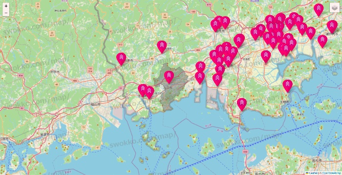 岡山県のダイソー（DASIO）の店舗地図