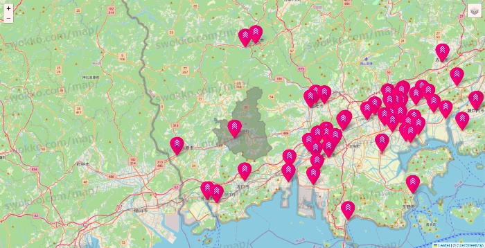 岡山県のダイソー（DASIO）の店舗地図