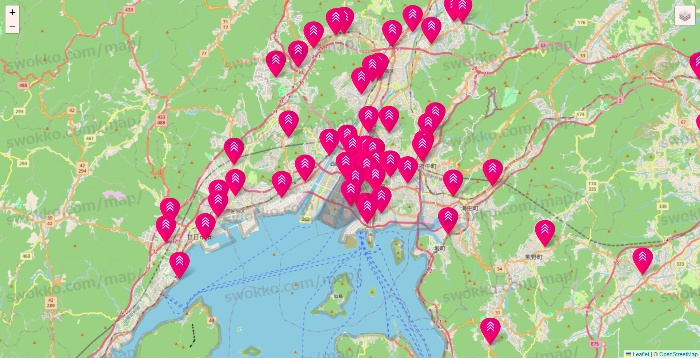 広島県のダイソー（DASIO）の店舗地図