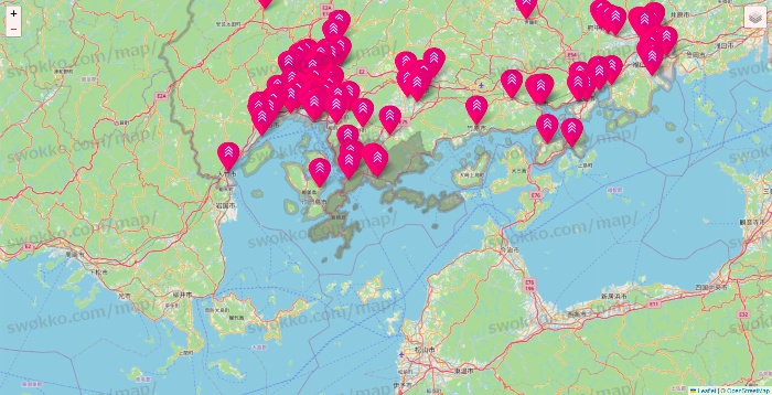 広島県のダイソー（DASIO）の店舗地図