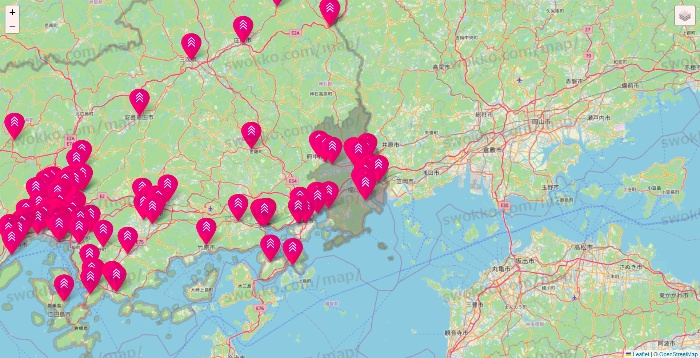 広島県のダイソー（DASIO）の店舗地図