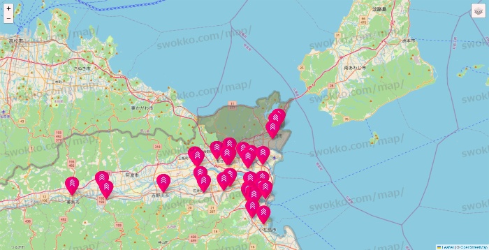 徳島県のダイソー（DASIO）の店舗地図