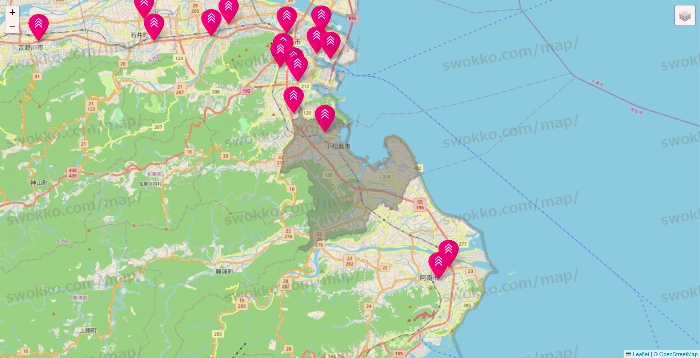 徳島県のダイソー（DASIO）の店舗地図