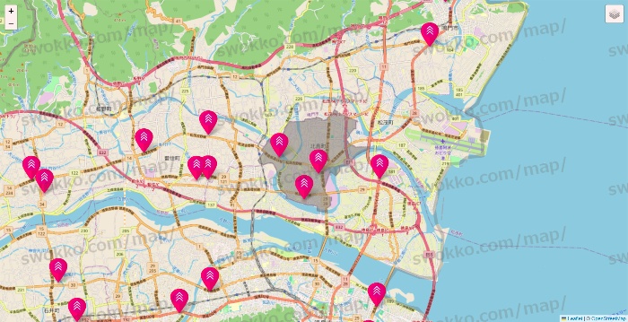 徳島県のダイソー（DASIO）の店舗地図