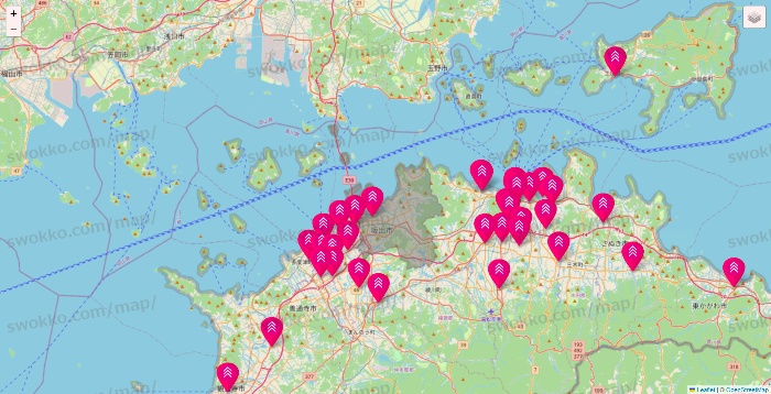 香川県のダイソー（DASIO）の店舗地図
