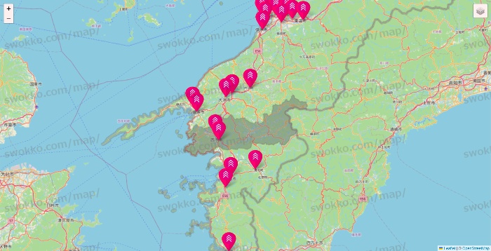 愛媛県のダイソー（DASIO）の店舗地図