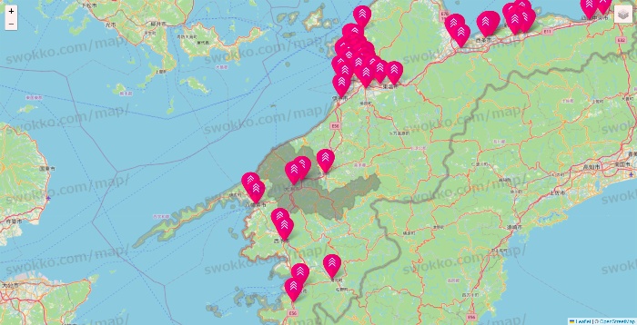 愛媛県のダイソー（DASIO）の店舗地図