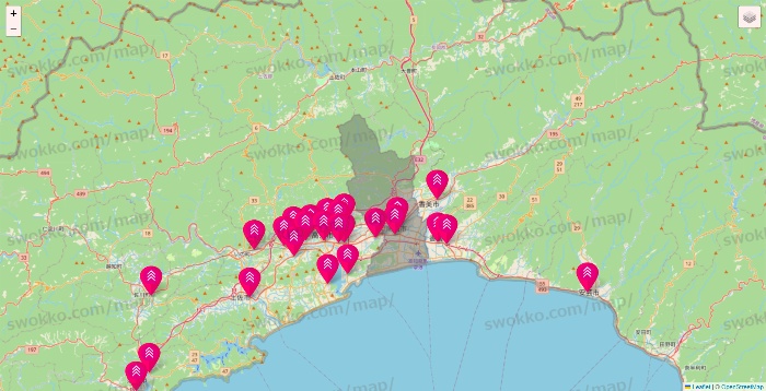 高知県のダイソー（DASIO）の店舗地図