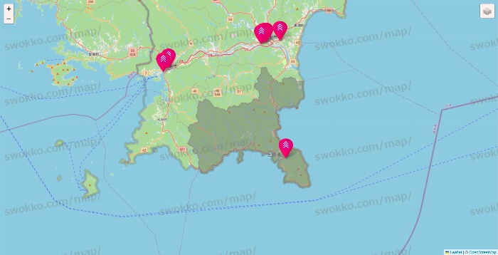 高知県のダイソー（DASIO）の店舗地図