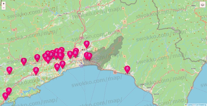 高知県のダイソー（DASIO）の店舗地図