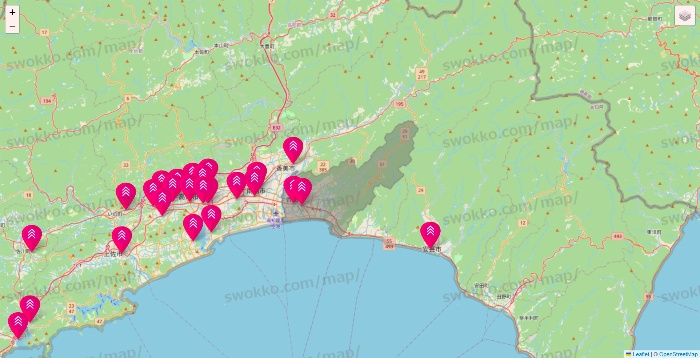 高知県のダイソー（DASIO）の店舗地図